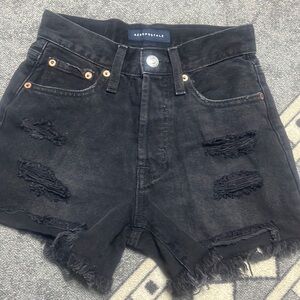 Aeropostale Womens 00 Black Button Fly Denim 90s High Rise Cutoff Jean Shorts